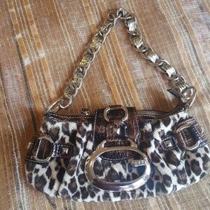 Guess small chain bag with fur .